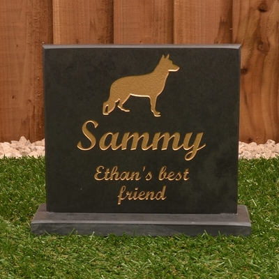 Large Slate Pet Headstone on plinth