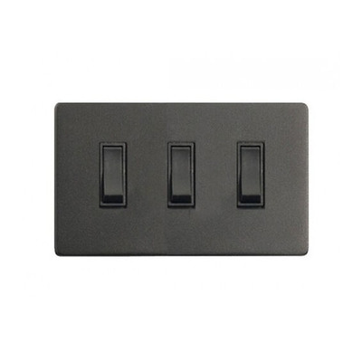 3 Gang Switch, Black Matt Finish, Black Inset Trim - YBK.530.BK MATT BLACK - BLACK INSET TRIM