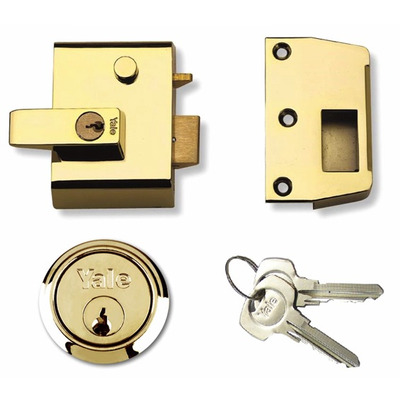 Yale No.1 & No.2 Auto Deadlocking Nightlatch, Polished Brass - 2562 No.2 POLISHED BRASS - NARROW 40mm