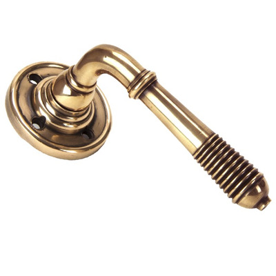From The Anvil Reeded Door Handles On Rose, Polished Bronze - 91917 (sold in pairs) POLISHED BRONZE - UNSPRUNG