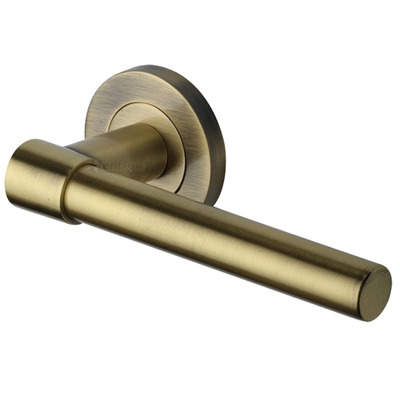 Heritage Brass Phoenix Door Handles On Round Rose, Antique Brass - RS2017-AT (sold in pairs) ANTIQUE BRASS