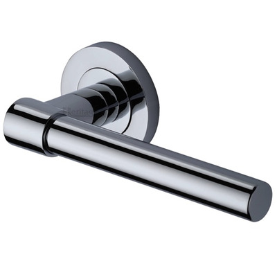 Heritage Brass Phoenix Door Handles On Round Rose, Polished Chrome - RS2017-PC (sold in pairs) POLISHED CHROME