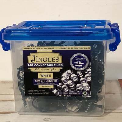 240 Multi Function LED Bright White Connectable Christmas Lights by Jingles