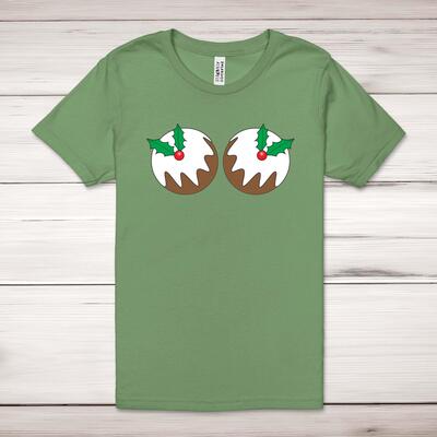 Christmas Pud Boobs Adult T-Shirt