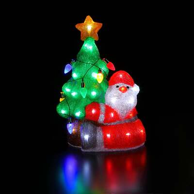 Noma Christmas 41CM Acrylic Santa and Tree With Lights and Timer
