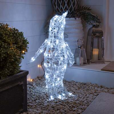 60cm Acrylic Outdoor Light Up Stargazing Christmas Penguin with 80 LEDS