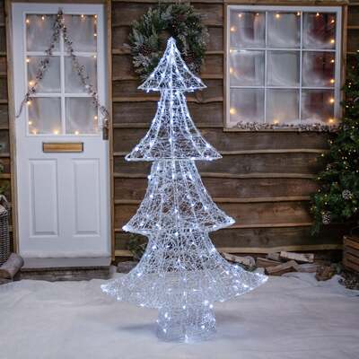 1.5M Acrylic Outdoor Light Up Christmas Tree with 160 Twinkling LEDS