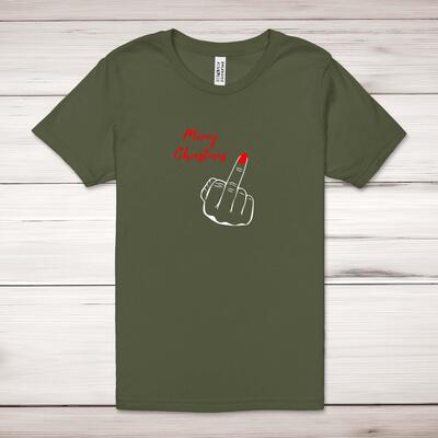 Merry Christmas Middle Finger Adult T-Shirt