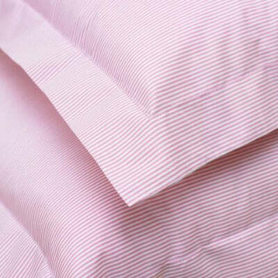 100% Cotton Pink & White Striped Large Single Duvet Cover Set