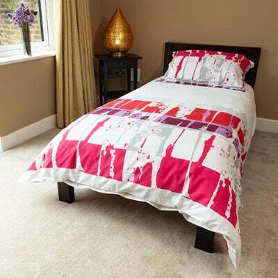 13.5 Tog Duvet Polycotton Abstract Red Cover Set & Pillow