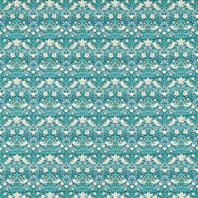 William Morris Strawberry Thief Fabric Teal F1678/01 - By The Metre