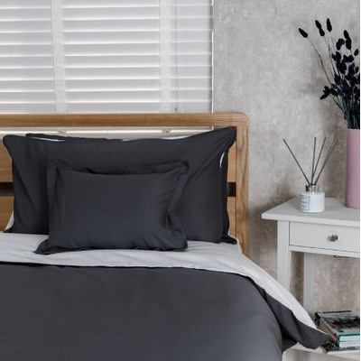 2.5 Tog Duvet 100% Cotton Grey Cover Set & Pillow