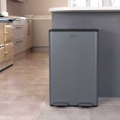 60L Double Compartment Grey Kitchen Bin - 2x 30L