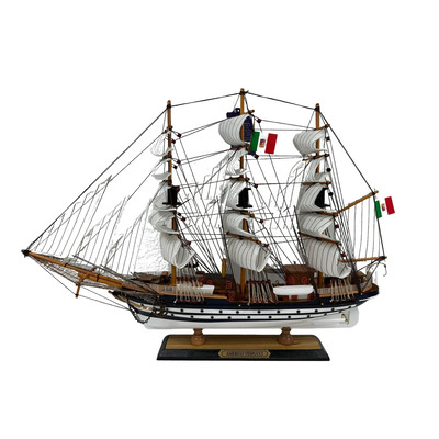 Vintage Model Ship 1I Fully Assembled Display Stand Handmade 65cm Length