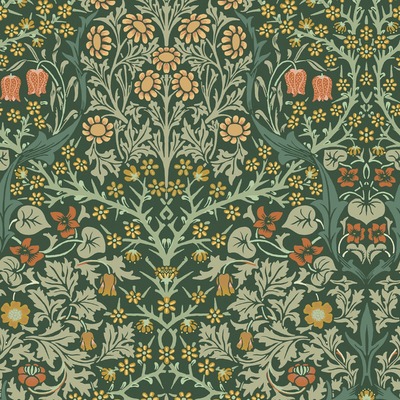 William Morris At Home Blackthorn Wallpaper Deep Green 124252