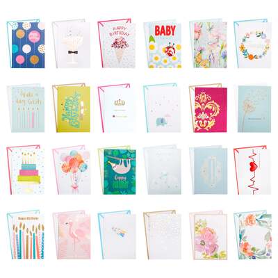 ARTME 24 Assorted Greeting Cards Multipack - Birthday, Thank You, Thinking Of You, New Baby, Anniversary, Sympathy, Congratulations, Wedding, Blank