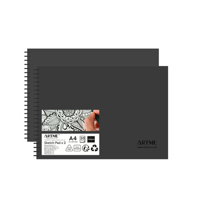 Artme A4 Sketch Pad, 30 Sheets 160gsm, Spiral Bound, Sketchbook - 2pk