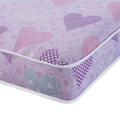 Starlight Beds™ &pipe; Children's Pink Hearts Foam Free Comfort Mattress - 2ft6 by 5ft9 Shorty Mattress (75cm by 175cm)
