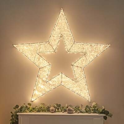 Pre-Lit Christmas Gold Light-Up Star 97cm with 10,000 Warm White LED Micro-lights