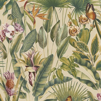 Zanzibar Tropical Heavyweight Vinyl Wallpaper Cream Rasch 400020
