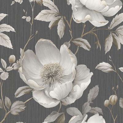 Alethia Floral Wallpaper Black Muriva 227503