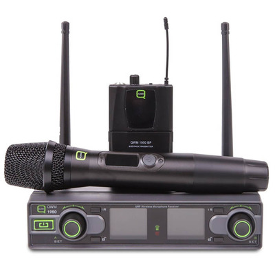 UHF Wireless Microphone System Dual Handheld & Beltpack Bodypack Mic Cordless