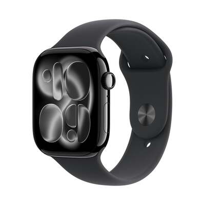 Apple Watch Series 11 GPS 46mm Jet Black Aluminium Case with Sport Band (M/L) MEUX4MP/A